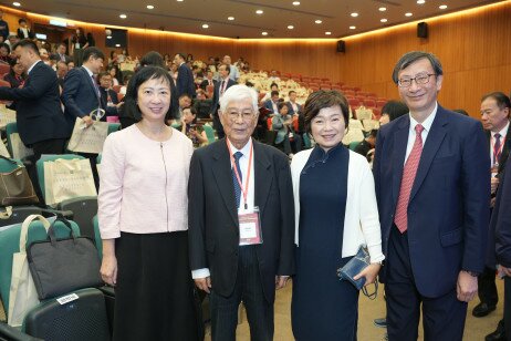 (From left) Ms Michelle Li Mei-sheung, Professor Gu Mingyuan, Distinguished Professor of Beijing Normal University and Emeritus President of the Chinese Society of Education, Dr Choi Yuk-lin, President Professor John Lee Chi-Kin