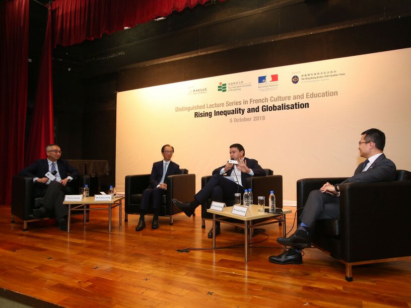 Mr Antony Leung Kam-chung, Mr Leong Cheung and Professor Lui Tai-lok join the ensuing panel discussion and question-and-answer session, making reference to the local context.