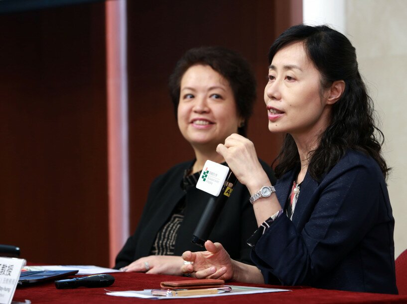 (from left) Acting Director of Student Affairs Ms Angie Yeon Yuk-mei and Associate Vice President (Academic Affairs) cum Registrar Professor May Cheng May-hung.