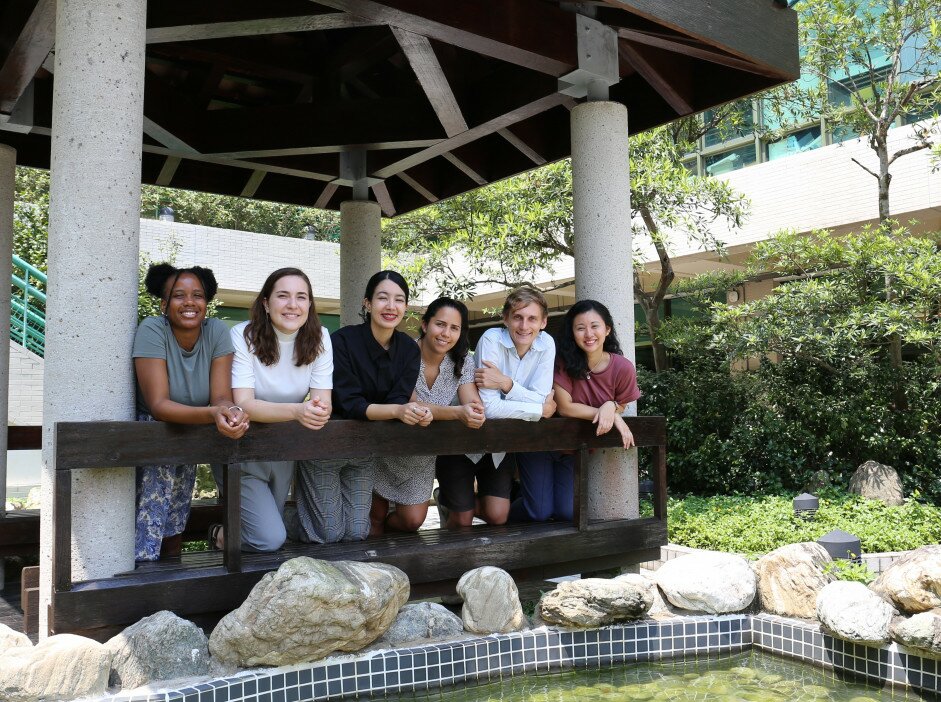 International tutors this year (from left): A’Jacia Janai Wash and Lillian Francesca Massaro, from the US; Maria Belhaddad, from Morocco; Viviana Haydee Gonzalez Lobato, from Mexico; Marcus Karl Ivar Bennevall, from Sweden; and Sylvia Guan, from the US