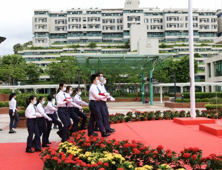 The new flag poles is installed at the plaza facing the administration building