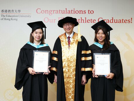 EdUHK appoints Bachelor of Health Education (Honours) graduates Lee Ho-ching (left) and Leung Bo-yee (right) as the "Elite Athletes Friendly University" Ambassadors