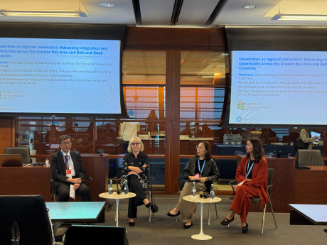 EdUHK President Professor John Lee Chi-Kin, Chair Professor Anne Mette Hjort and EdUHK PhD alumni, chair and as panelists of the panel sessions