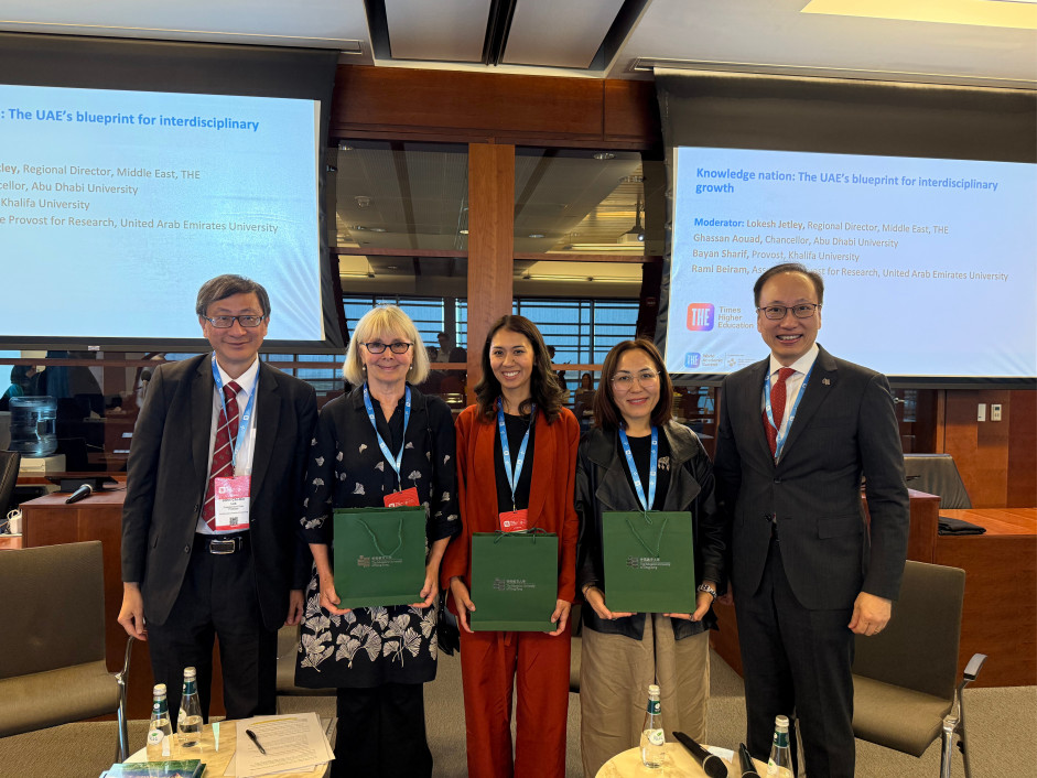 President Professor John Lee, Vice President (Research and Development) Professor Chetwyn Chan, Professor Anne Mette Hjort participate in the THE World Academic Summit 2025