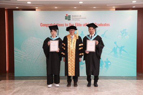 EdUHK appoints Bachelor of Health Education (Honours) graduates Doo Hoi-kem (left) and Chan Yan-kit (right) as the "Elite Athletes Friendly University" Ambassadors