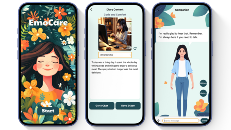 The EmoCare app uses AI to enhance students' positive emotions
