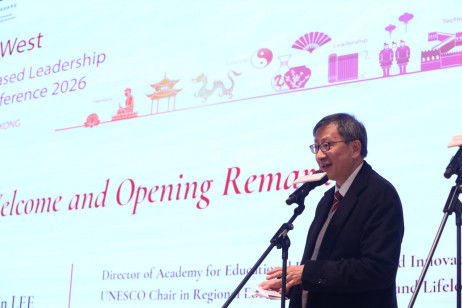 EdUHK President Professor John Lee Chi-Kin delivers the opening remarks and keynote speech on the CVBLE Conference