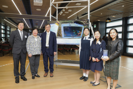 Group photo with student space art creations