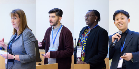 Keynote session and case studies presentation (from left to right, up to down): Professor Freda Wolfenden, Dr Alvaro Gonzalez Torres, Professor Betty Ezati, Mr Carlo Fernando