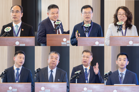 來自中國內地職業技術教育與培訓相關高校及機構的主旨演講嘉賓：（上排左起）許建領教授、杜承銘教授、方澤強教授及韓芳教授；（下排左起）謝永華教授、孫承武教授、楊欣斌教授及楊宜豐教授 