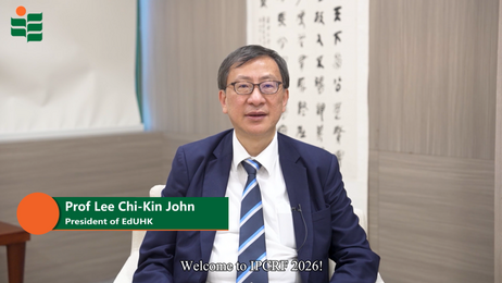 EdUHK President Professor John Lee Chi-Kin delivers a welcome speech via video