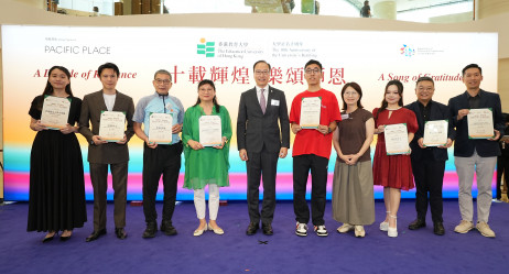 EdUHK Vice President (Research and Development) Professor Chetwyn Chan Che-hin presents certificates of appreciation to guest performer representatives