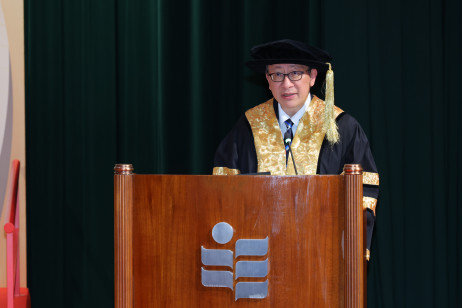 EdUHK President Professor John Lee Chi‑Kin pays tribute to the seven award recipients, whose contributions to aca