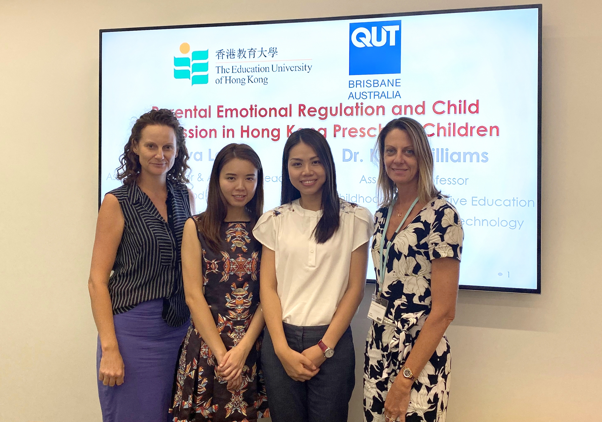 (From left to right) Dr. Maryanne Theobald (QUT), Dr. Carrey Siu (EdUHK), Dr. Eva Lau (EdUHK), and Dr. Kate Williams (QUT) – members of the EdUHK-QUT Scholar Exchange Programme.