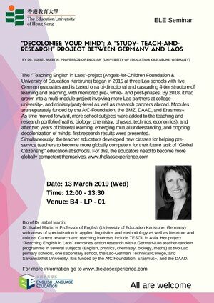 “Decolonise Your Mind”: A “Study- Teach-Andresearch” Project Between Germany and Laos
