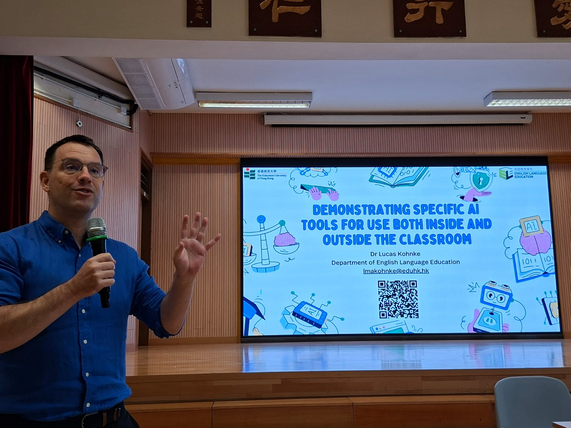 Dr Lucas Kohnke delivered two invited talks on integrating GenAI into language education across primary, secondary, and tertiary contexts