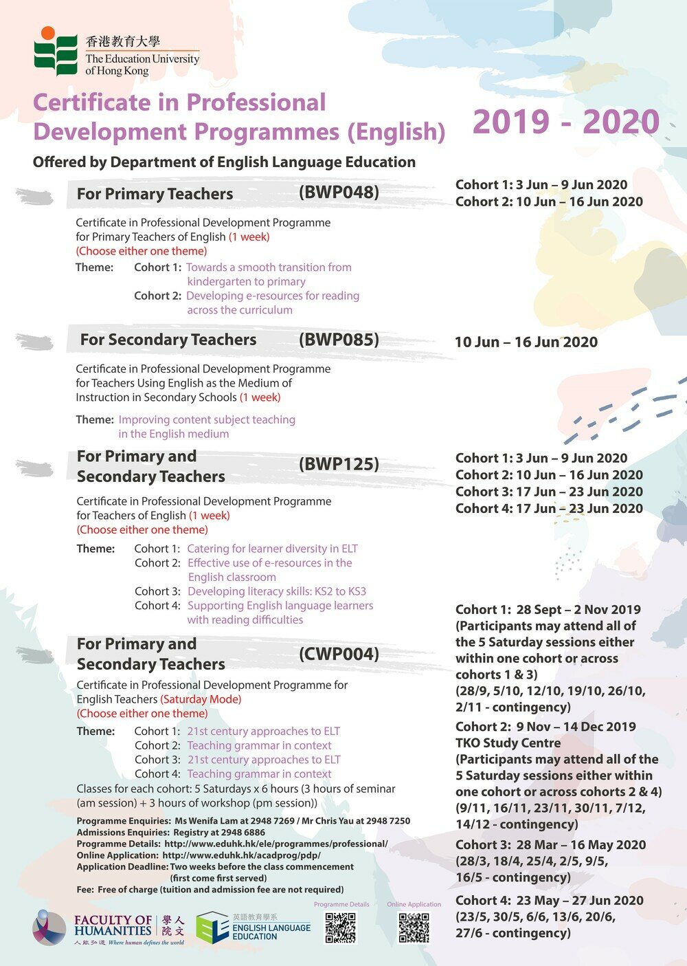 Certificate in Professional Development Programmes (2019-2020)