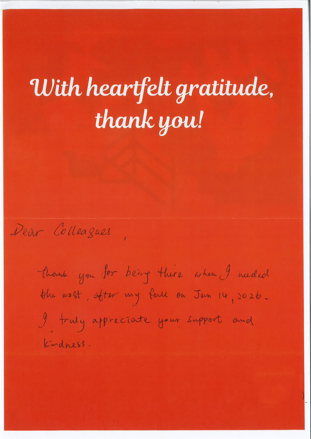 Letter of Thanks