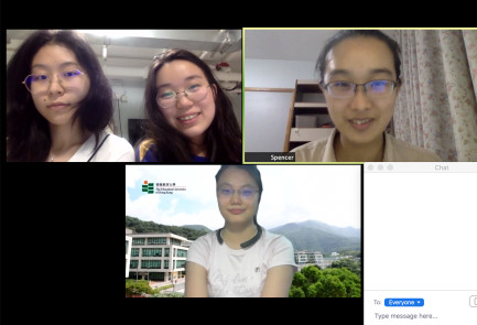 Having group discussion with my classmates in an online mode.