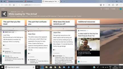 Students’ interaction on Padlet about the graphic novel, The Arrival