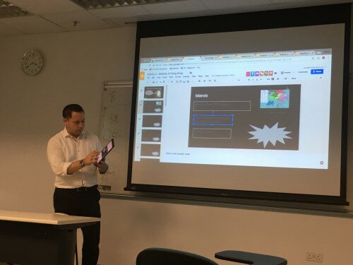 Mr Sterling Wu demonstrates the use of G Suite to support in-class activities.