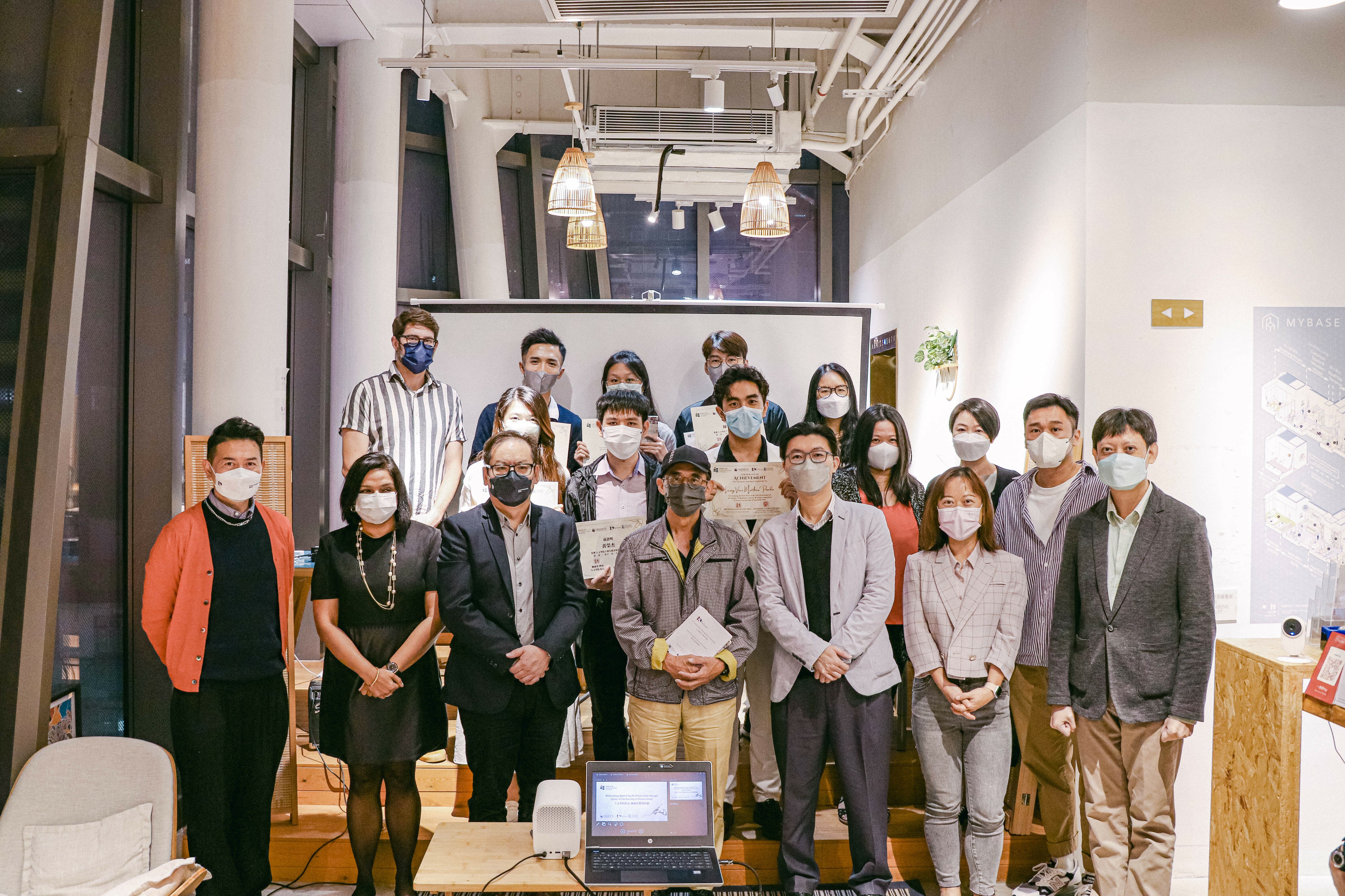 Group photo of the Judge Mr Yam Gong, LCS colleagues and the contest winners 