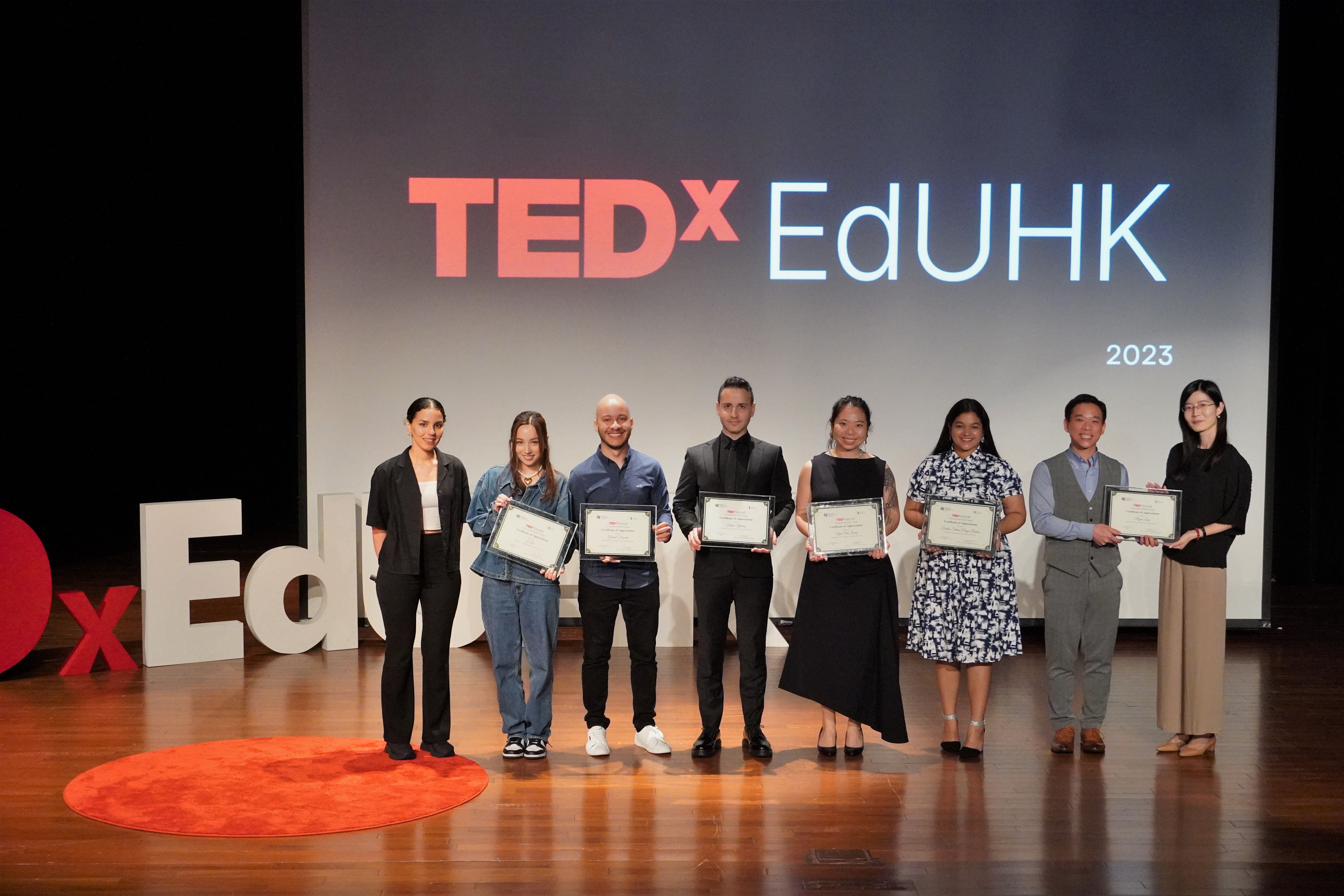 Six speakers at the TEDxEdUHK event