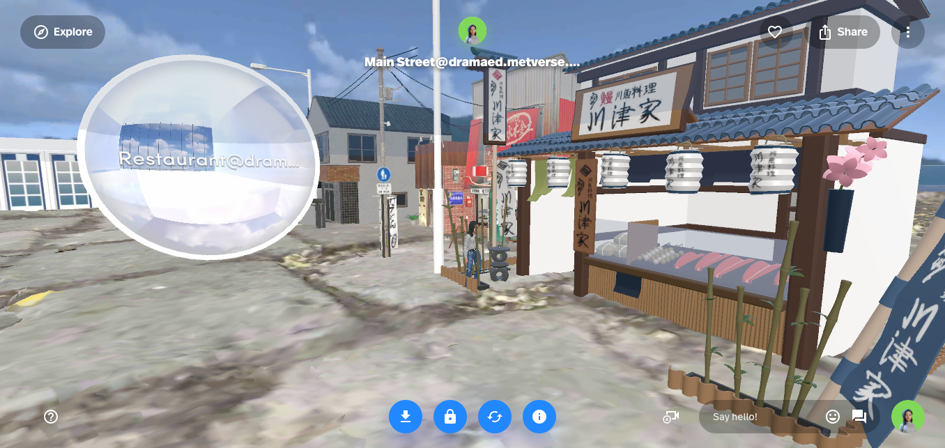 The drama-learning metaverse is a town where Main Street is central.