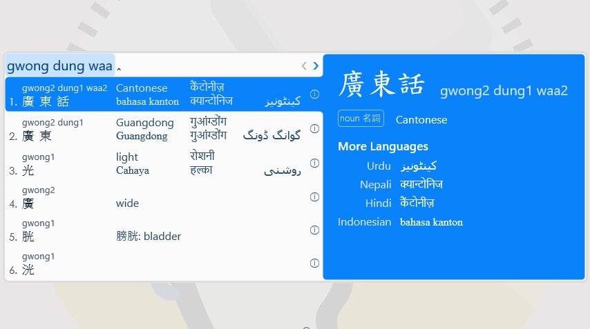Demonstration of TypeDuck on Windows interface