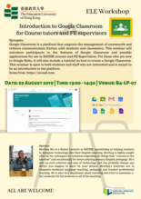 Introduction to Google Classroom for Course tutors and FE Supervisors 縮圖