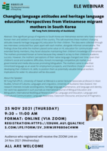 Changing language attitudes and heritage language education: Perspectives from Vietnamese migrant mothers in South Korea  thumbnail