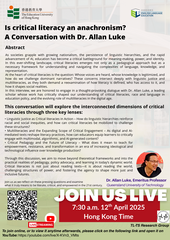 Is critical literacy an anachronism? A Conversation with Dr. Allan Luke