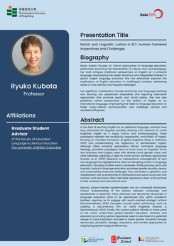  AsiaTEFL 2025: Meet Our Plenary Speaker: Professor Ryuko Kubota
