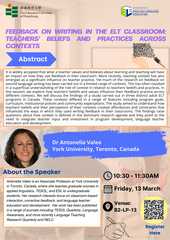 Feedback on Writing in the ELT Classroom: Teachers’ Beliefs and Practices Across Contexts 