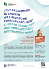 Seminar – Text Processing in English as a Second/Foreign Language: L1-Based Variations and Instructional Recommendations