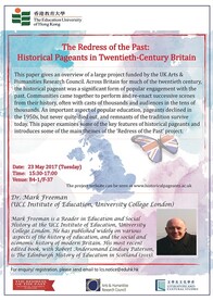 "The Redress of the Past: Historical Pageants in Twentieth-Century Britain" Dr Mark Freeman