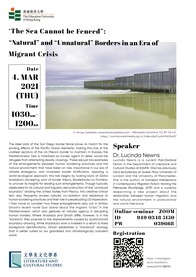 Dr. Lucinda Newns "‘The Sea Cannot be Fenced”: “Natural” and “Unnatural” Borders in an Era of Migrant Crisis"