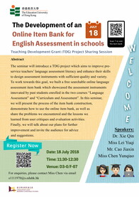 TDG Project Sharing Session: The Development of an Online Item Bank for English Assessment in schools