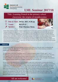 LML Research Seminar 2017 - Learning French in primary school classroom: the origins of morphosyntax