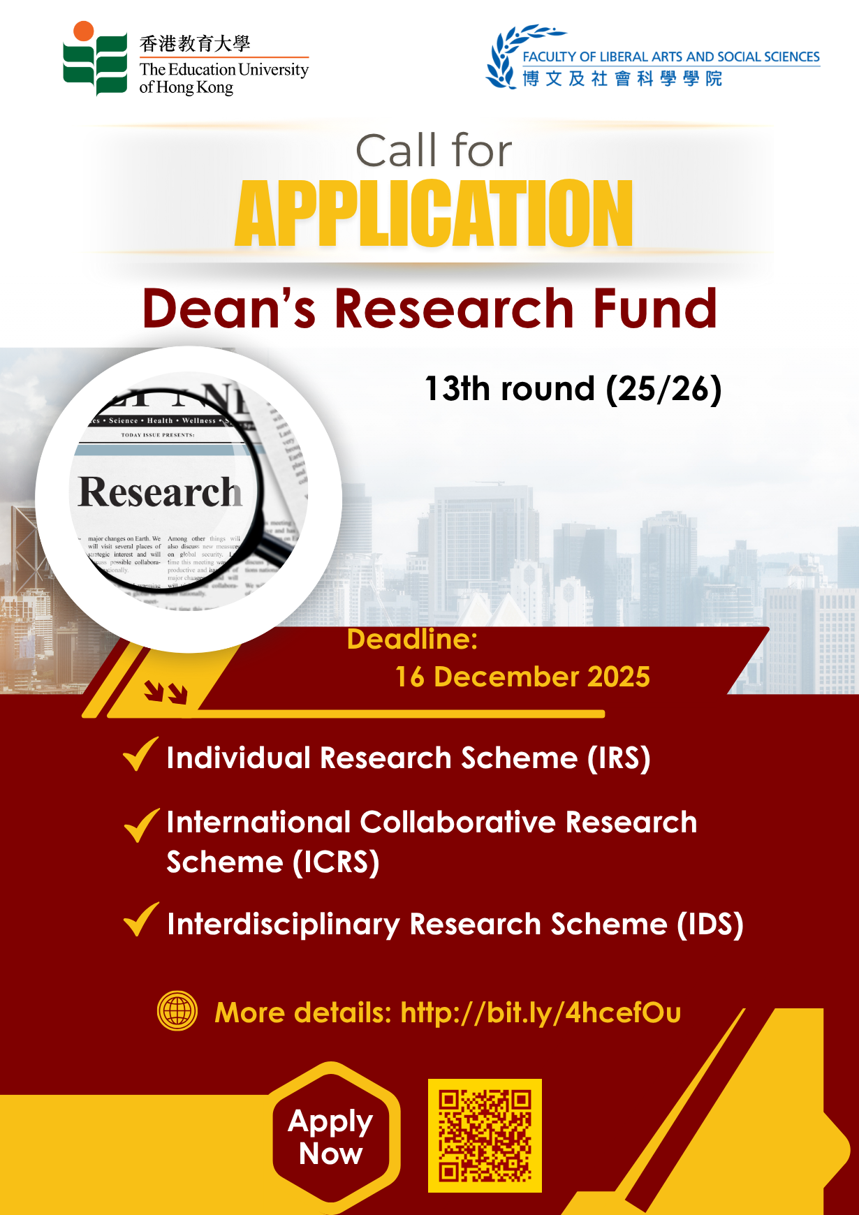 Call for Application: Dean's Research Fund | Faculty of Liberal Arts ...