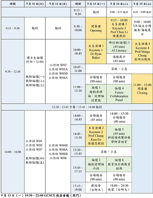 GCCCE2021 議程一覽