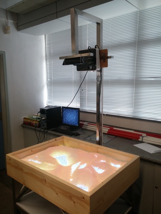 A photo of an AR sandbox