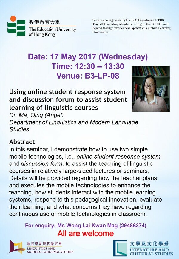 Using online student response system and discussion forum to assist student learning of linguistic courses