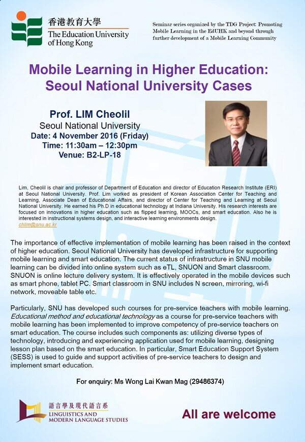 Mobile Learning in Higher Education: Seoul National University Cases