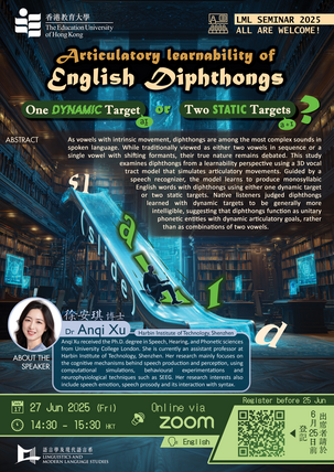 [Seminar] Articulatory learnability of English Diphthongs: One Dynamic Target or Two Static Targets