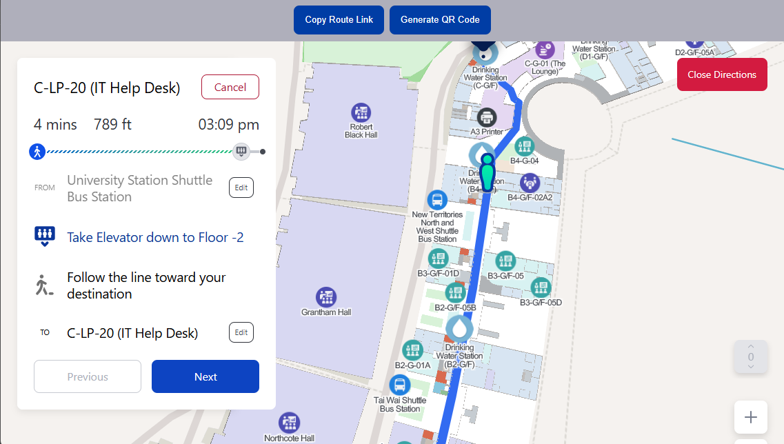 Campus Navigation sample screen