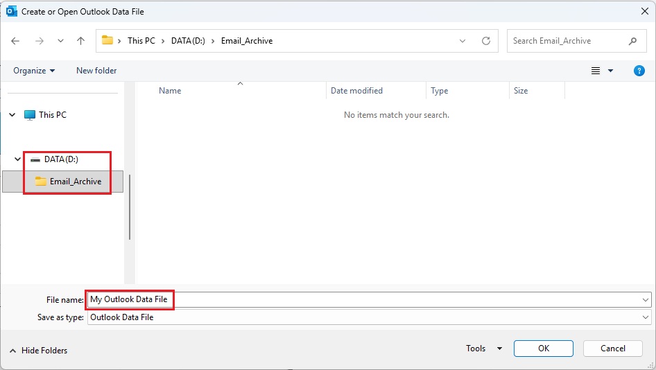  personal folder location