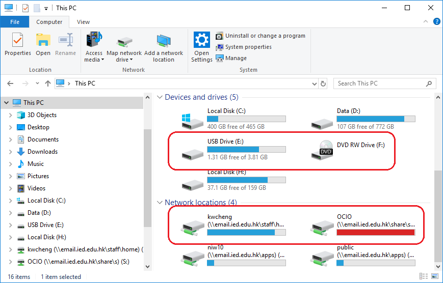 Storing data in My Computer