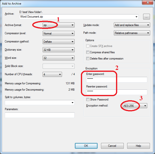 how to encrypt using 7zip