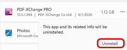The image illustrate how to uninstall the PDF-XChange Pro The image illustrate how to uninstall the PDF-XChange Pro Editor